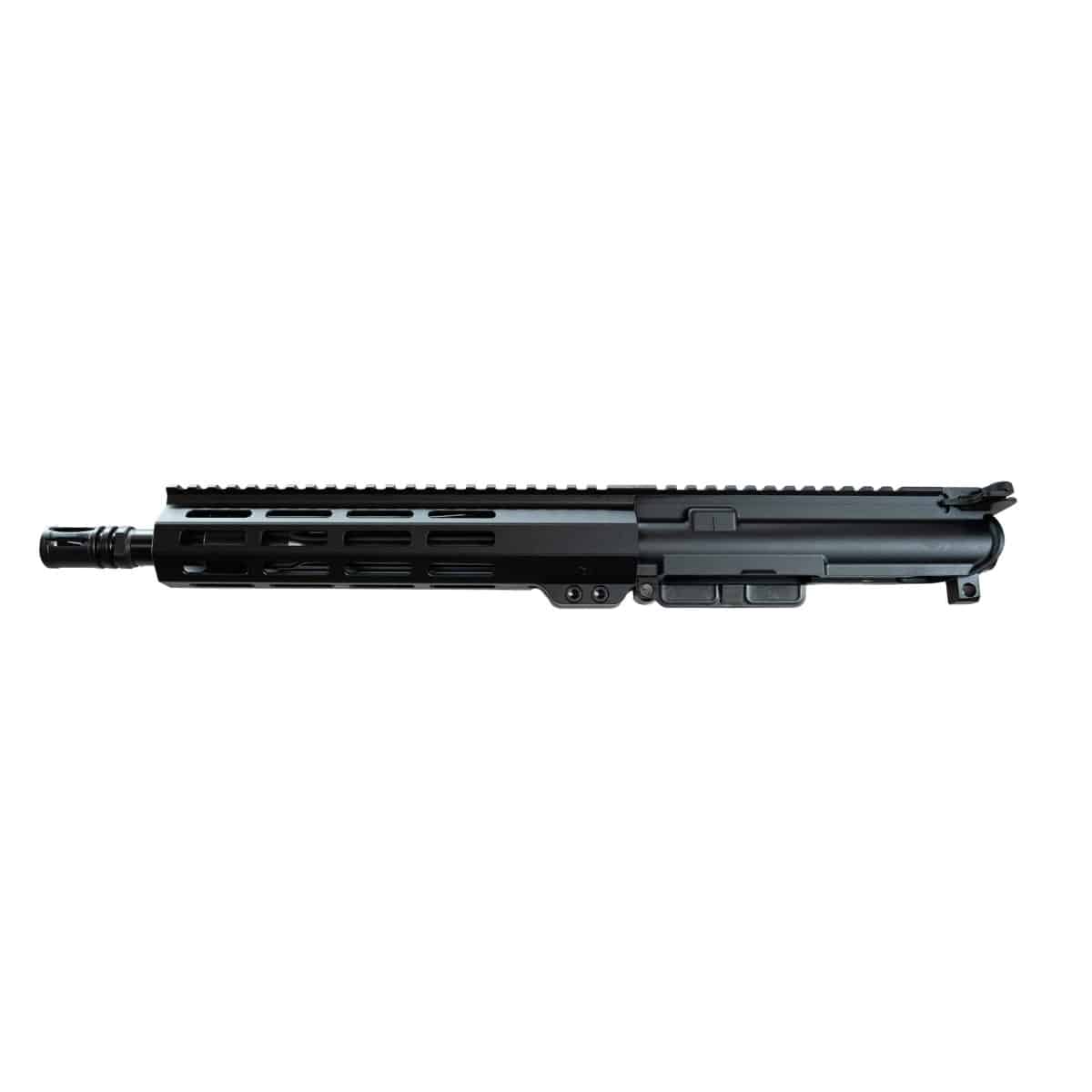 Black AR-15 upper receiver with a sleek design and integrated rail system for accessories.