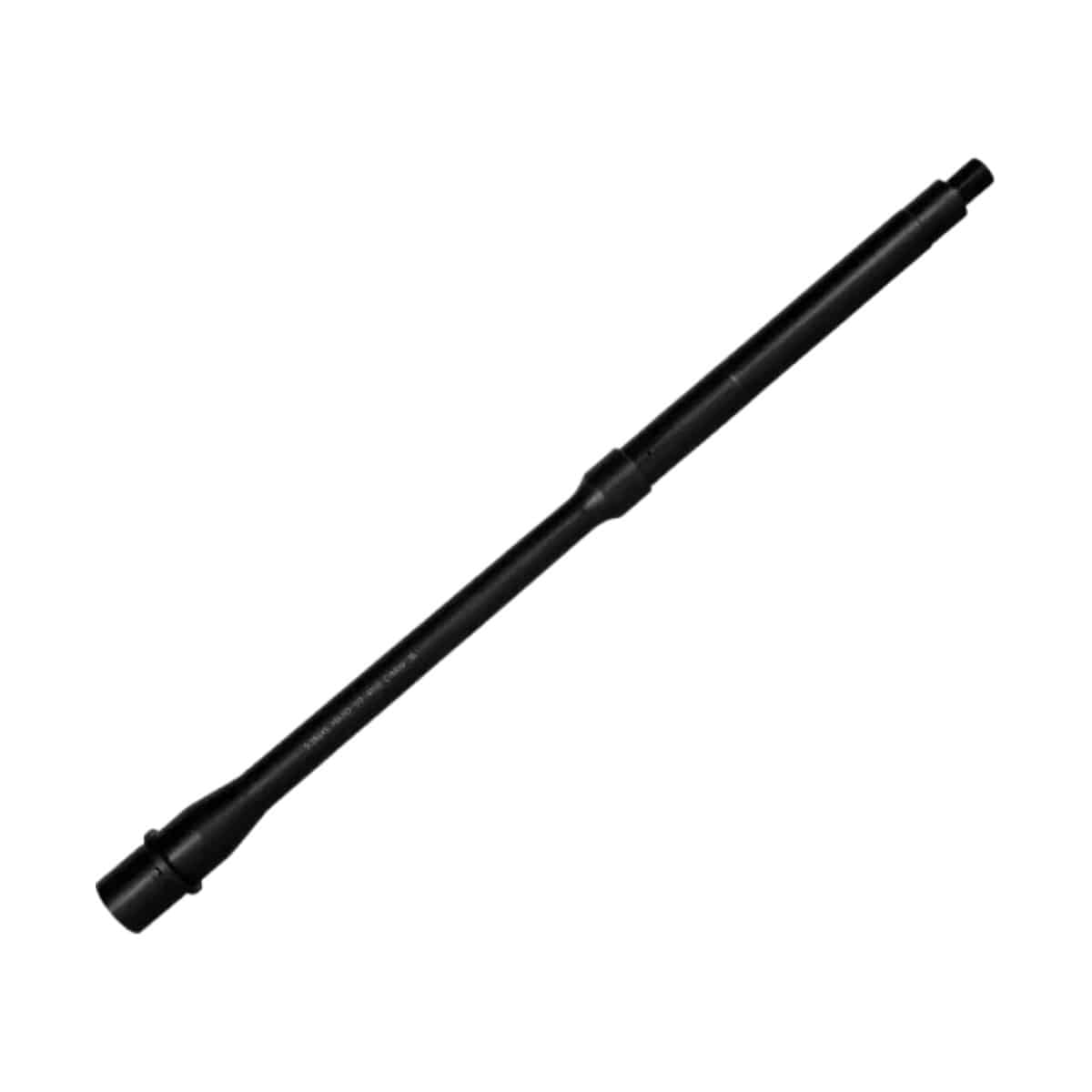 Black rifle barrel showcasing precision craftsmanship and durable material, ideal for high-quality firearm builds.