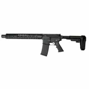A black One Horse American-made AR-style pistol featuring a modular handguard and polymer magazine on a white background.