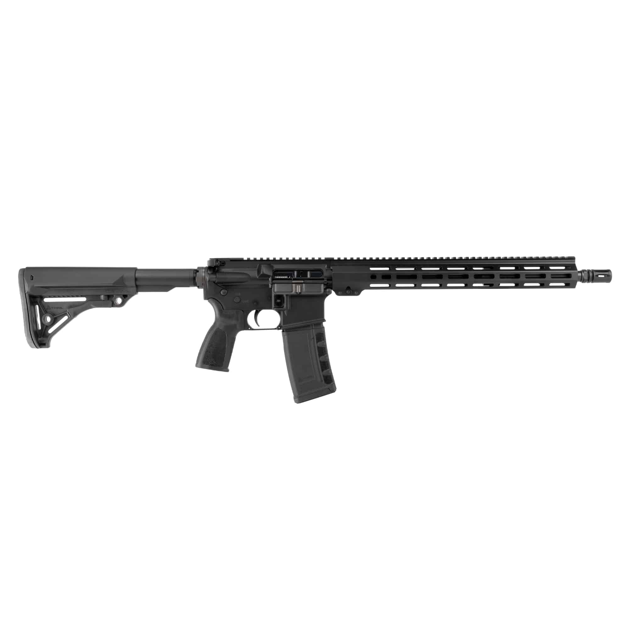 American-made black rifle featuring a sleek design, adjustable stock, and rail system for accessories, emphasizing reliability.