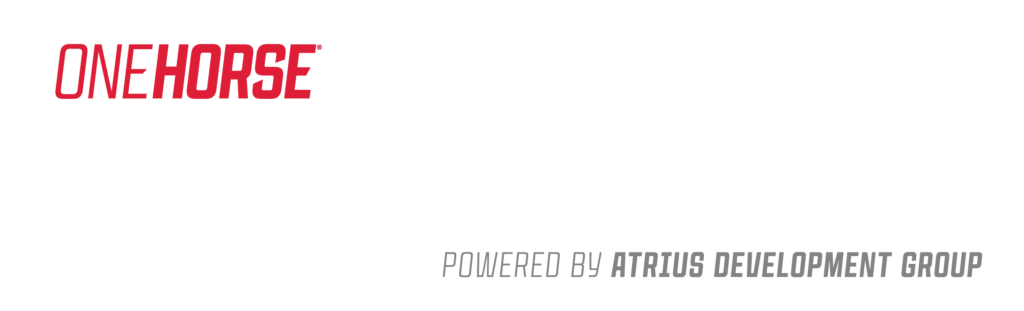 The OneHorse Express logo featuring bold red and white text on a black background, indicating a reliable American-made firearms brand.