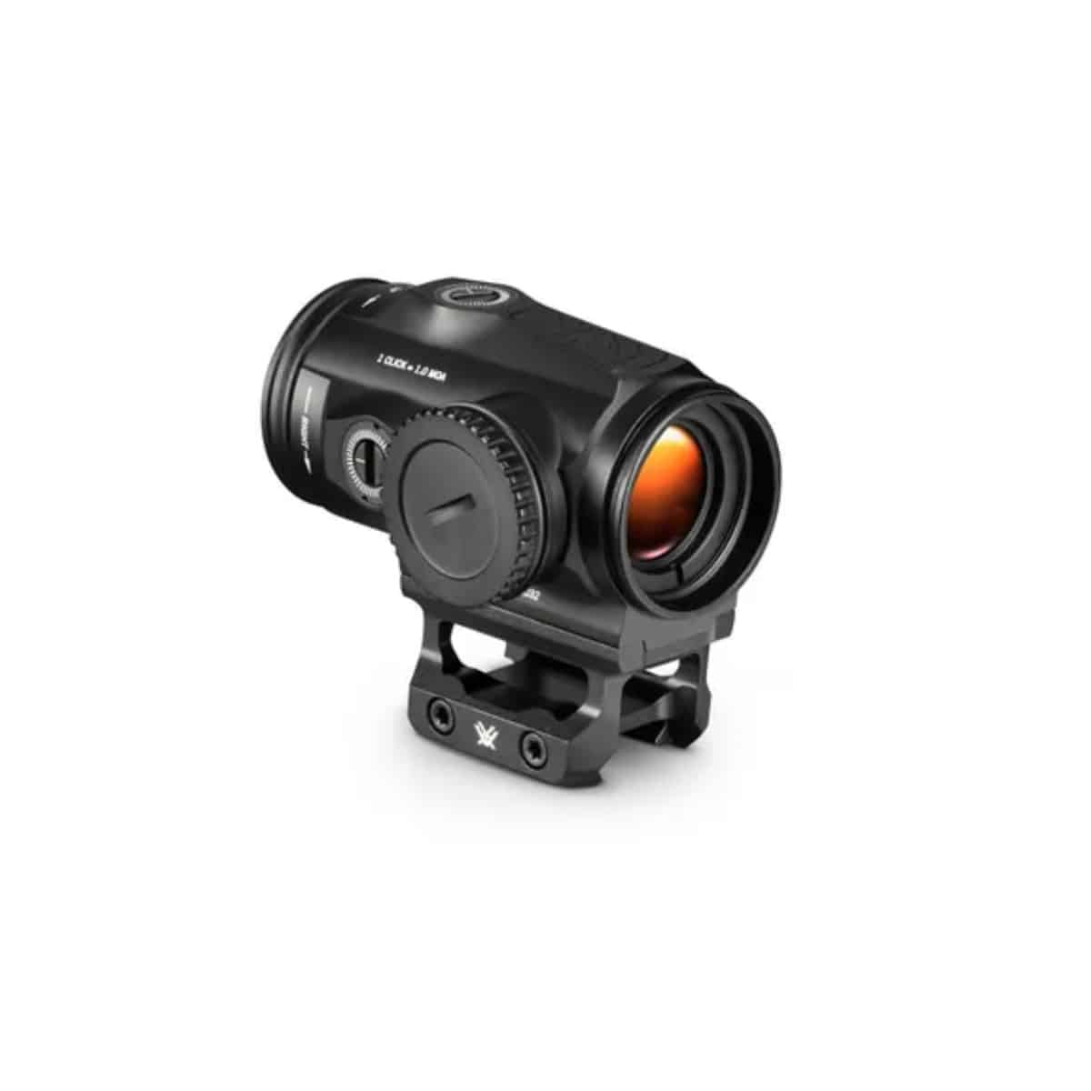 Vortex red dot sight featuring a sleek black design, adjustable brightness, and a durable mounting base.
