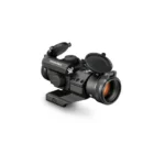 Vortex red dot sight featuring a durable black finish, flip-up lens covers, and precise adjustments for reliable aiming.