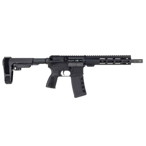 One Horse 10.5-inch Express MLOK pistol with a stabilizing brace, side view.