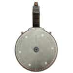 A 50-round translucent black drum magazine for AR-15 .22 caliber conversions, featuring durable polymer construction and reliable feeding design.