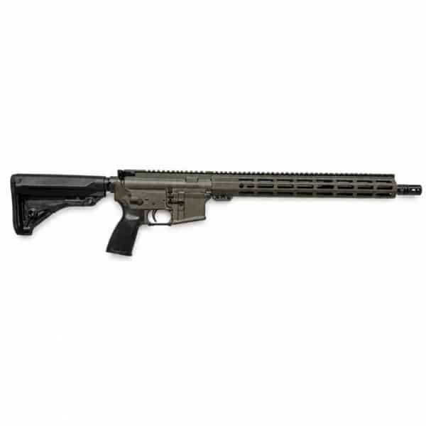 One Horse 16 inch Express 5.56 rifle in OD green with the Atrius FRS, on a white background