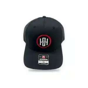 Front view of the One Horse Richardson 112 circle logo hat in black