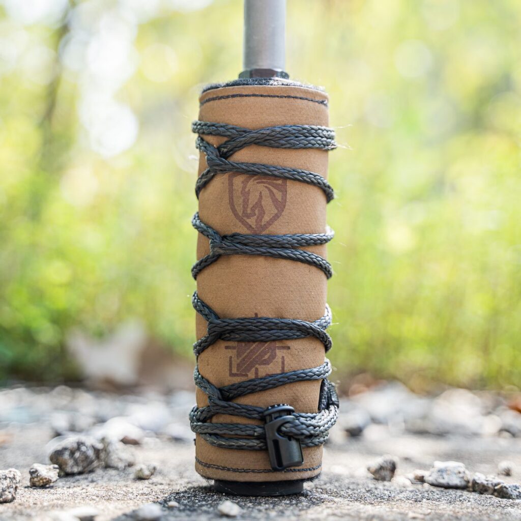 One Horse Ryn .30 cal suppressor with a Coyote Brown Sukon heat cover